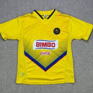 Club America Gool Soccer Jersey Kids Juvenil Yellow Bimbo Coca Cola V-Neck Shirt